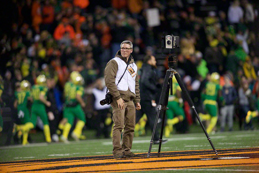 Jim Blakeway photographing a Gigapixel at an event.